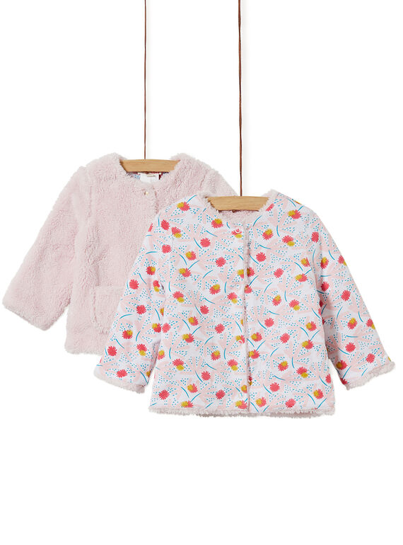 Gilet rose fausse fourrure réversible bébé fille KIJOCAR3 / 20WG0952CAR304